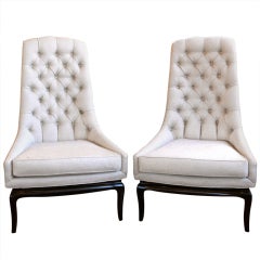 Pair of TH Robsjohn Gibbings Style High Back Diamond Chairs