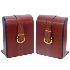 Pair of Leather Hermes Style Bookends