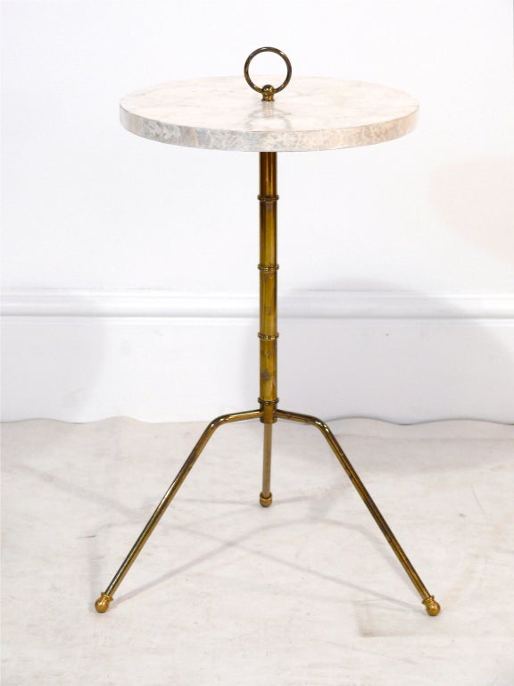 Capiz Shell and Faux Bamboo Tripod Side Table