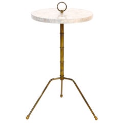 Capiz Shell and Faux Bamboo Tripod Side Table