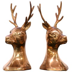 Vintage Pair of Deer Head Bookends