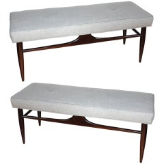 Pair of Mid Century Diamond Tufted Benches