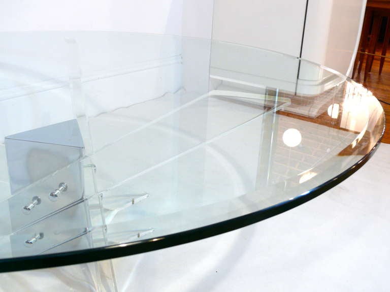 Lucite and Chrome Tripod Coffee Table 2