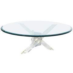 Lucite and Chrome Tripod Coffee Table