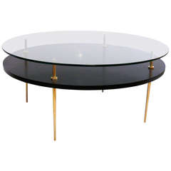 Two Tiered Glass Coffee Table in the Manner of Gio Ponti