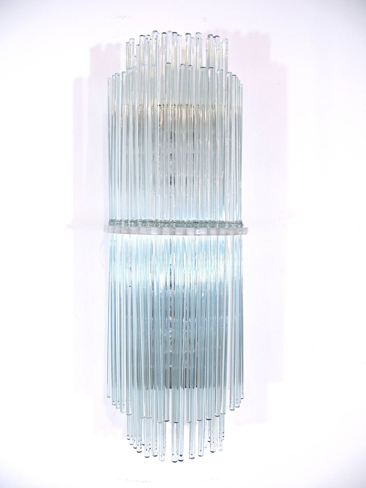 Mid-Century Modern Pair of Scolari Glass Rod Sconces