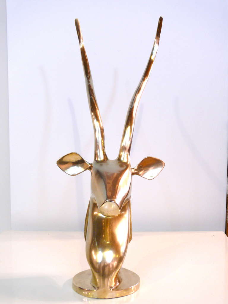 20th Century Monumental Brass Gazelle Head
