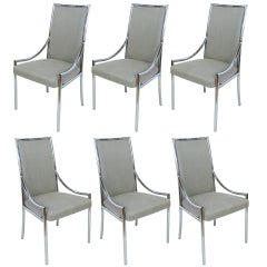 Set of Six Upholstered Chrome Chairs