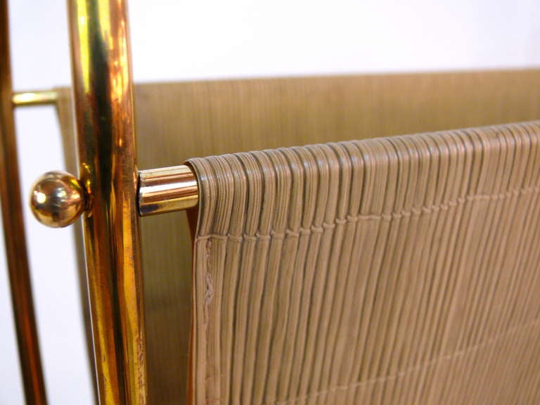 Brass and Bamboo Magazine Rack In Excellent Condition In New York, NY