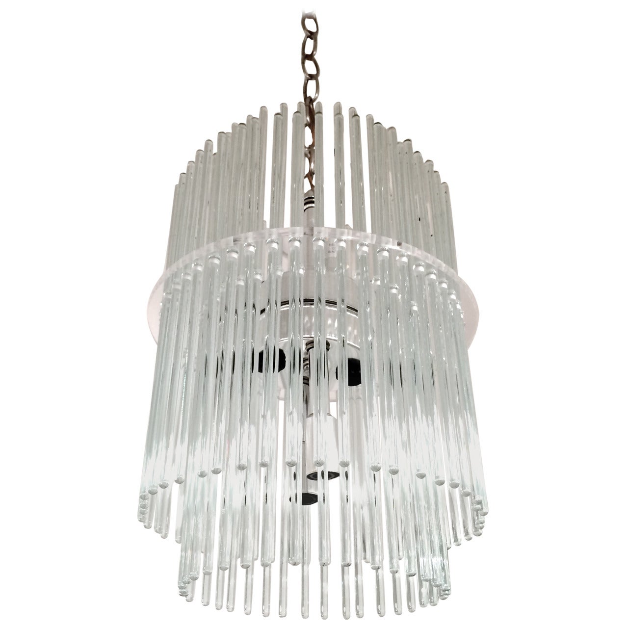 Lucite and Glass Rod Chandelier by Gaetano Sciolari For Sale