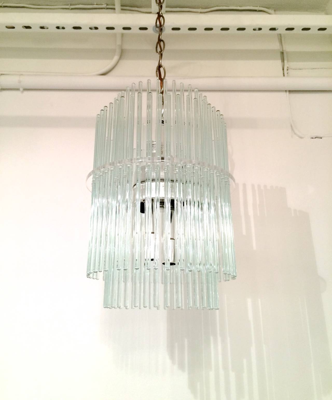 Lucite and Glass Rod Chandelier by Gaetano Sciolari For Sale 3