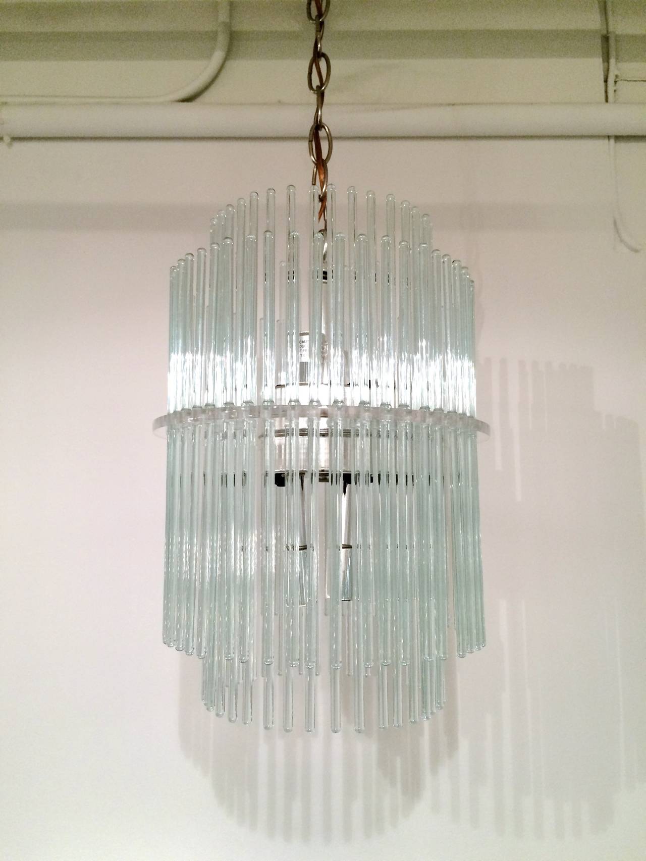 Lucite and Glass Rod Chandelier by Gaetano Sciolari For Sale 4