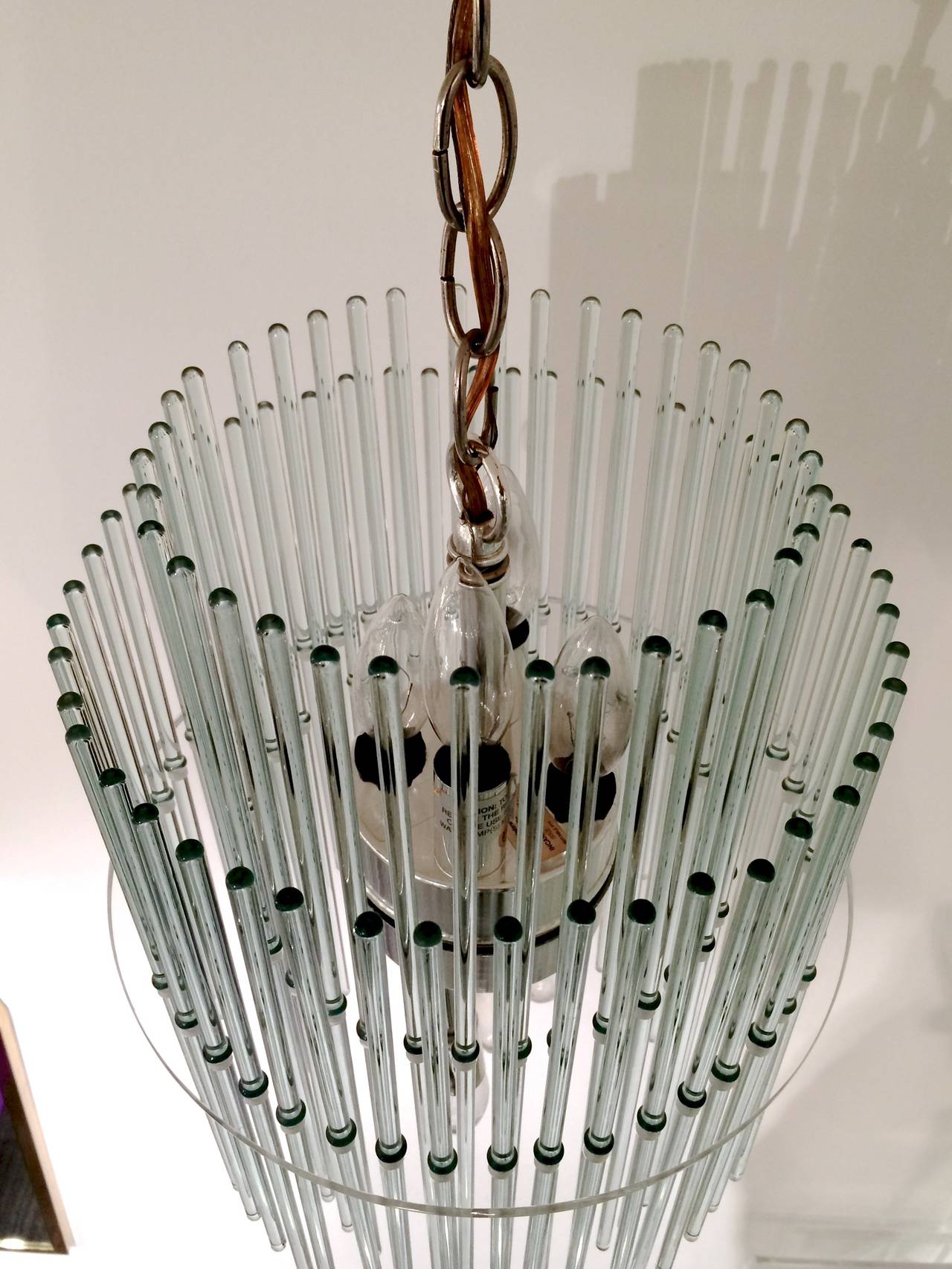 20th Century Lucite and Glass Rod Chandelier by Gaetano Sciolari For Sale