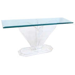 Lucite and Glass Prismatic Console