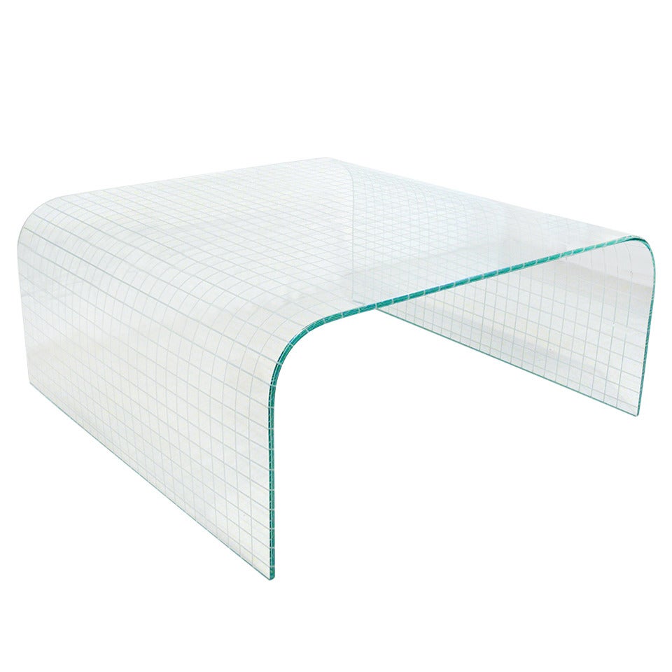 Leon Rosen Waterfall Glass Coffee Table For Sale
