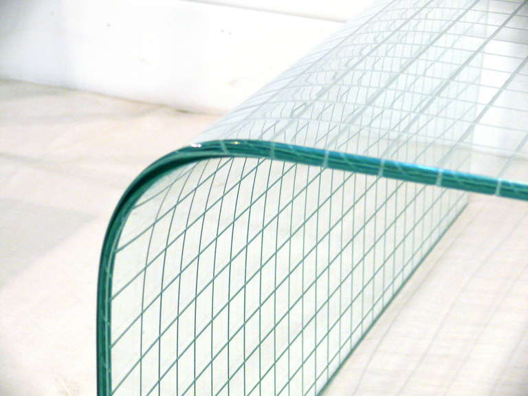 Mid-Century Modern Leon Rosen Waterfall Glass Coffee Table For Sale