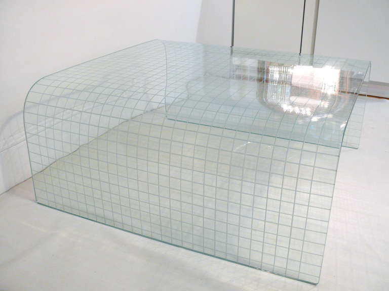 20th Century Leon Rosen Waterfall Glass Coffee Table For Sale