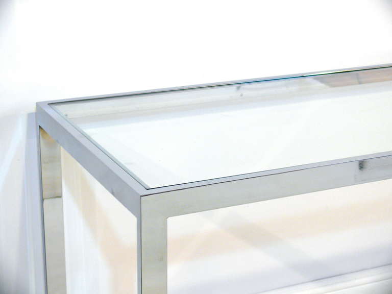 Milo Baughman Chrome and Glass Console In Excellent Condition In New York, NY