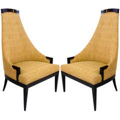 Pair of Sculptural High Back Chairs