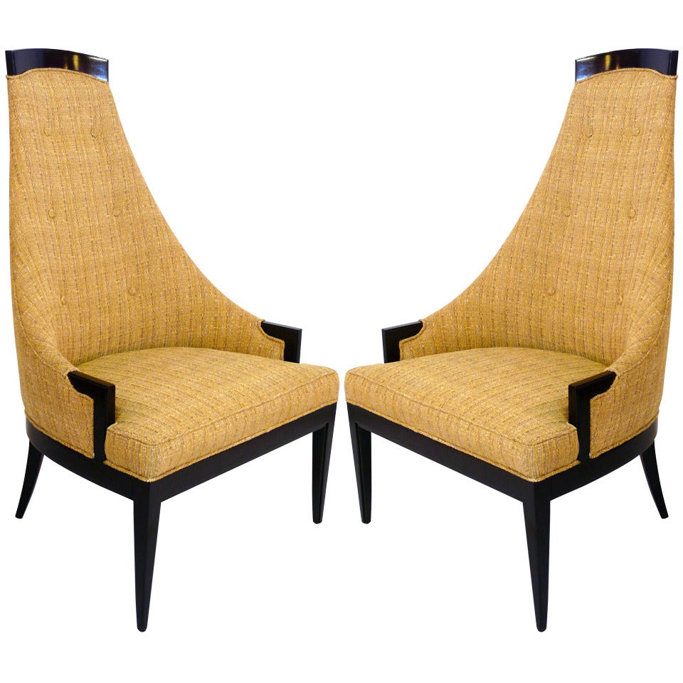 Pair of Sculptural High Back Chairs