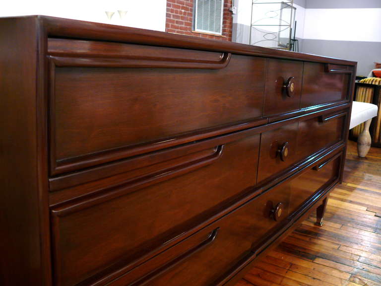 Modern 9 Drawer Walnut Dresser/Crendeza In Excellent Condition In New York, NY
