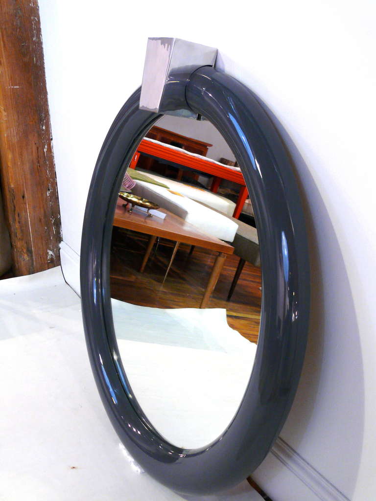 1970s, Lacquered Mirror in the Manner of Karl Springer 1