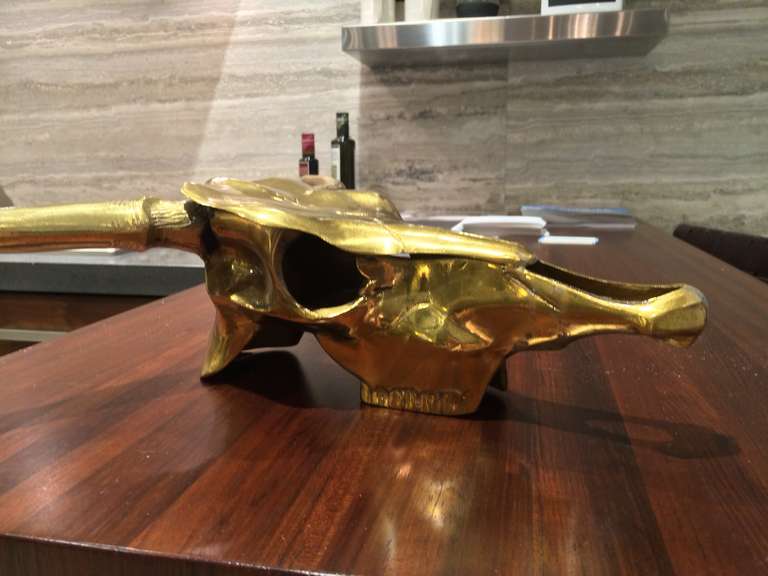 Brass Longhorn Sculpture For Sale 1