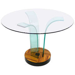 New Era Round Glass Zebrawood Center Table