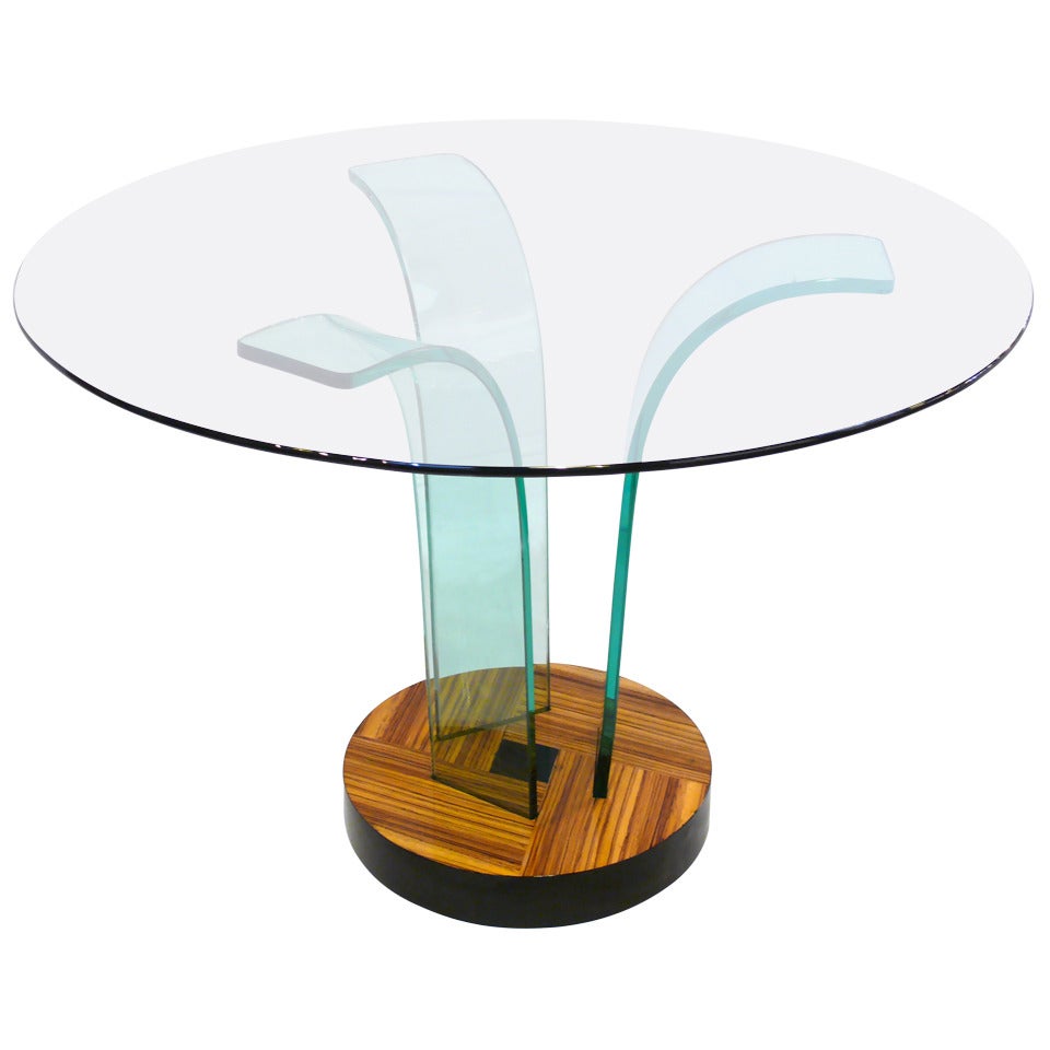 New Era Round Glass Zebrawood Center Table