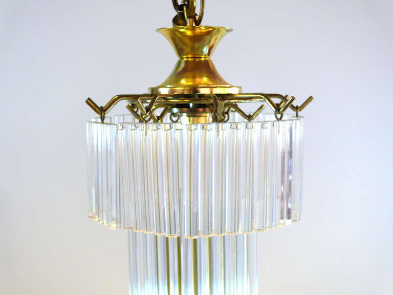Scrolled Lucite and Brass Chandelier in the Manner of Grosfeld House For Sale 1