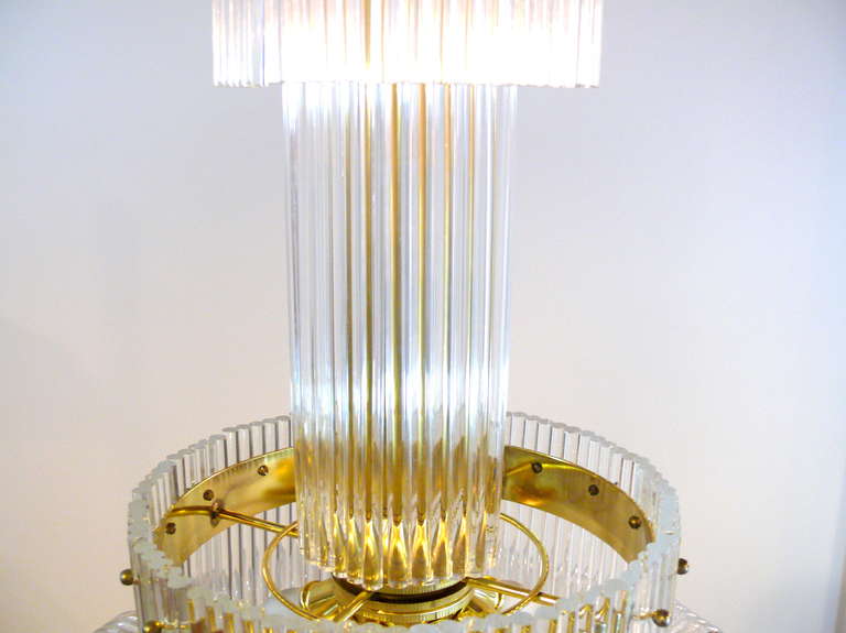 Scrolled Lucite and Brass Chandelier in the Manner of Grosfeld House For Sale 2