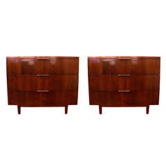 Pair of Mid-Century Walnut Commodes/Dressers