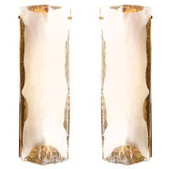 Pair of Kalmar Brass and Glass Sconces