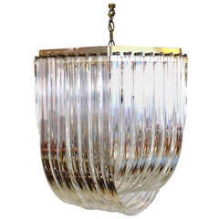 Italian Lucite and Brass Swag Chandelier