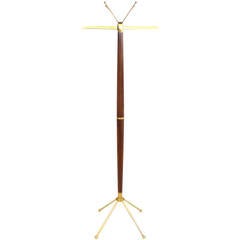 Walnut and Brass Coat Stand in the Manner of Gio Ponti