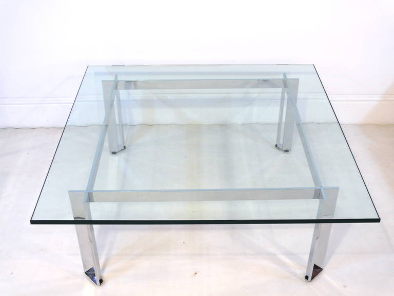 American Mid Century Chrome and Glass Cocktail Table For Sale