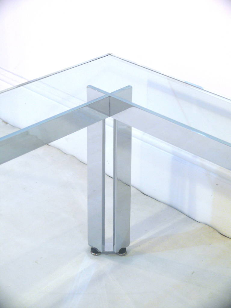 Late 20th Century Mid Century Chrome and Glass Cocktail Table For Sale