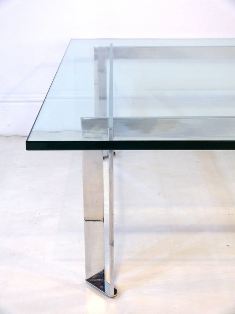 Mid Century Chrome and Glass Cocktail Table For Sale 1