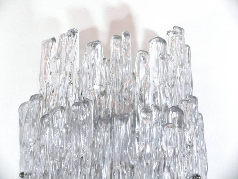 Pair of Lucite Cascading Icicle Sconces