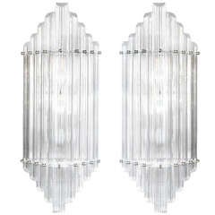 Pair of Lucite and Chrome Wall Sconces