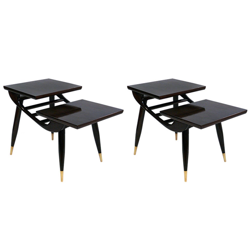 Pair of Two-Tier End Tables in the Manner of Gio Ponti