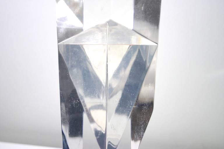 Mid-Century Modern Alessio Tasca Prismatic Lucite Tower Sculpture For Sale