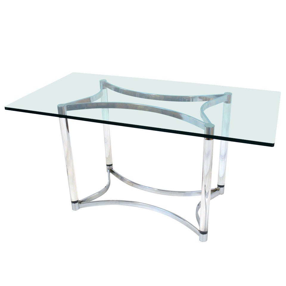 Charles Hollis Jones Lucite and Chrome Table