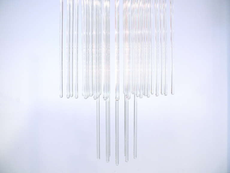 Three-Tier Sciolari Glass Rod Chandelier In Excellent Condition For Sale In New York, NY