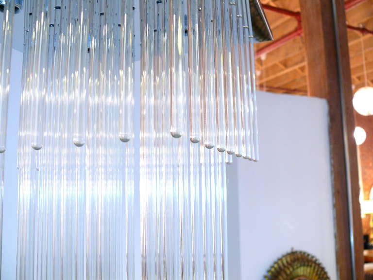 20th Century Three-Tier Sciolari Glass Rod Chandelier For Sale