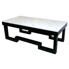Marble Top Lacquered Coffee Table in the Manner of James Mont