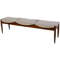 Three-Seater Danish Leather Bench