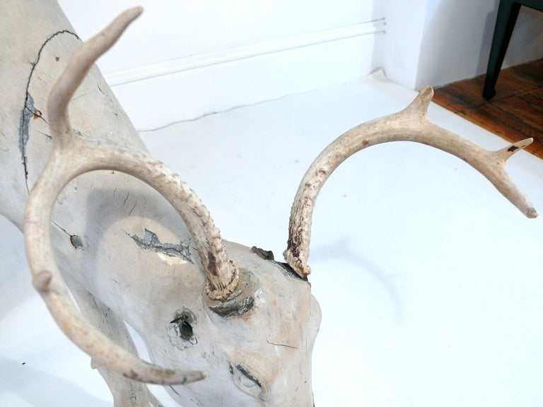 Folk Art Life Size Hand Carved Deer/Reindeer