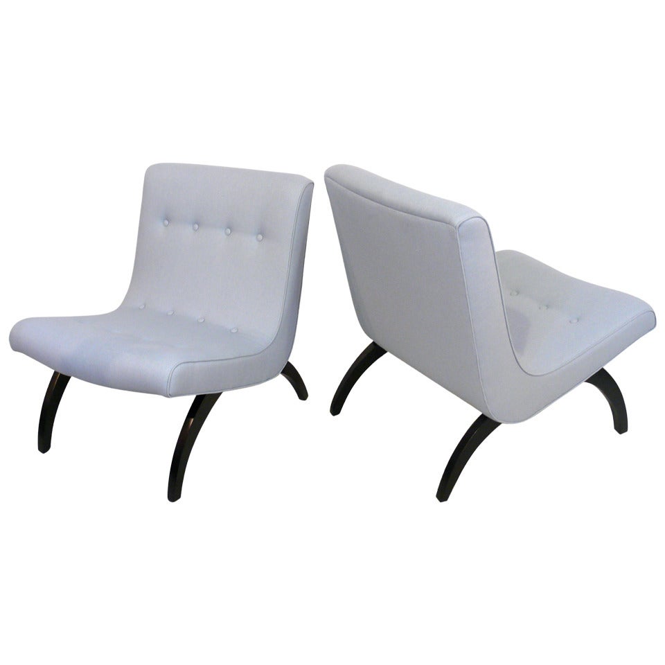 Pair of Milo Baughman Scoop Chairs For Sale