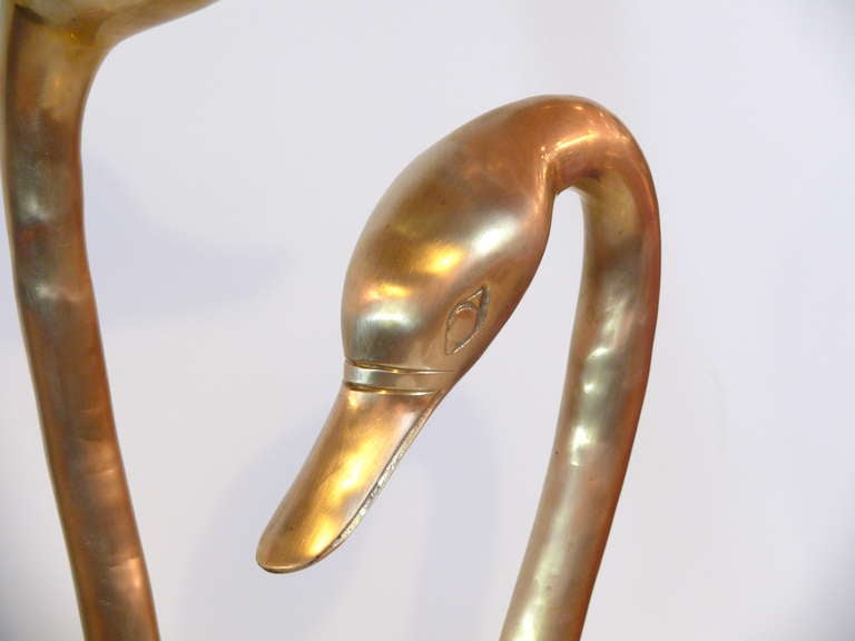 Pair of Oversized Brass Swan Sculptures In Excellent Condition In New York, NY
